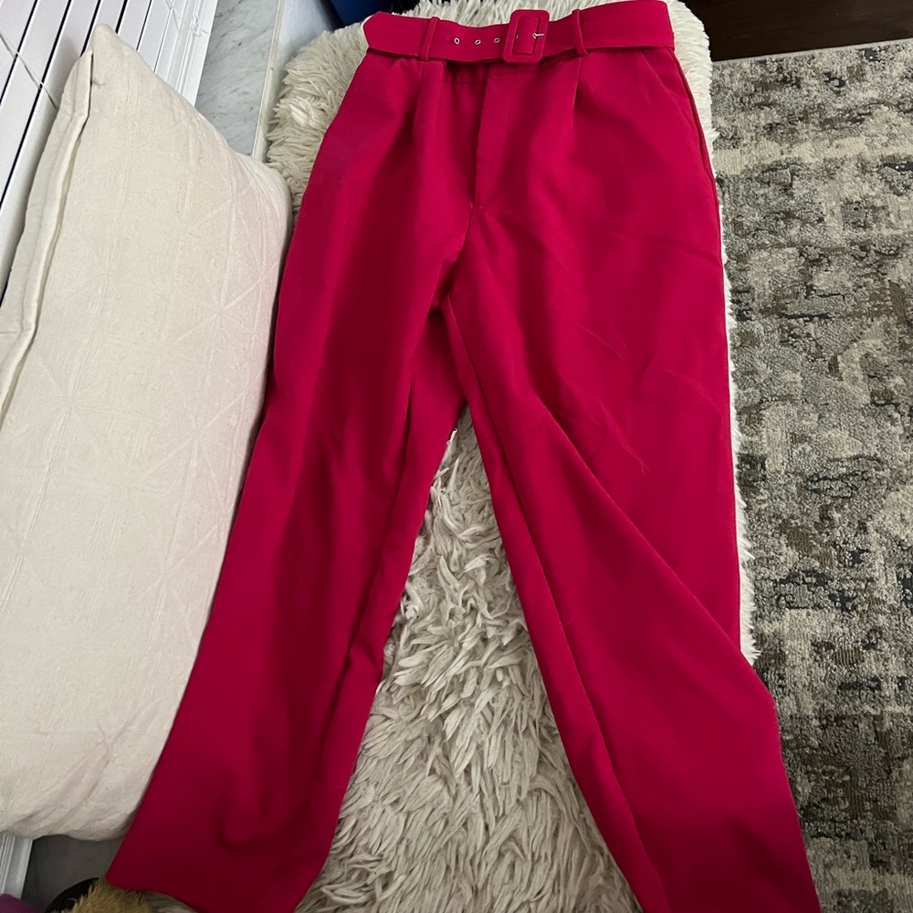 PINK BELTED ZARA TROUSERS USED 3 TIMES